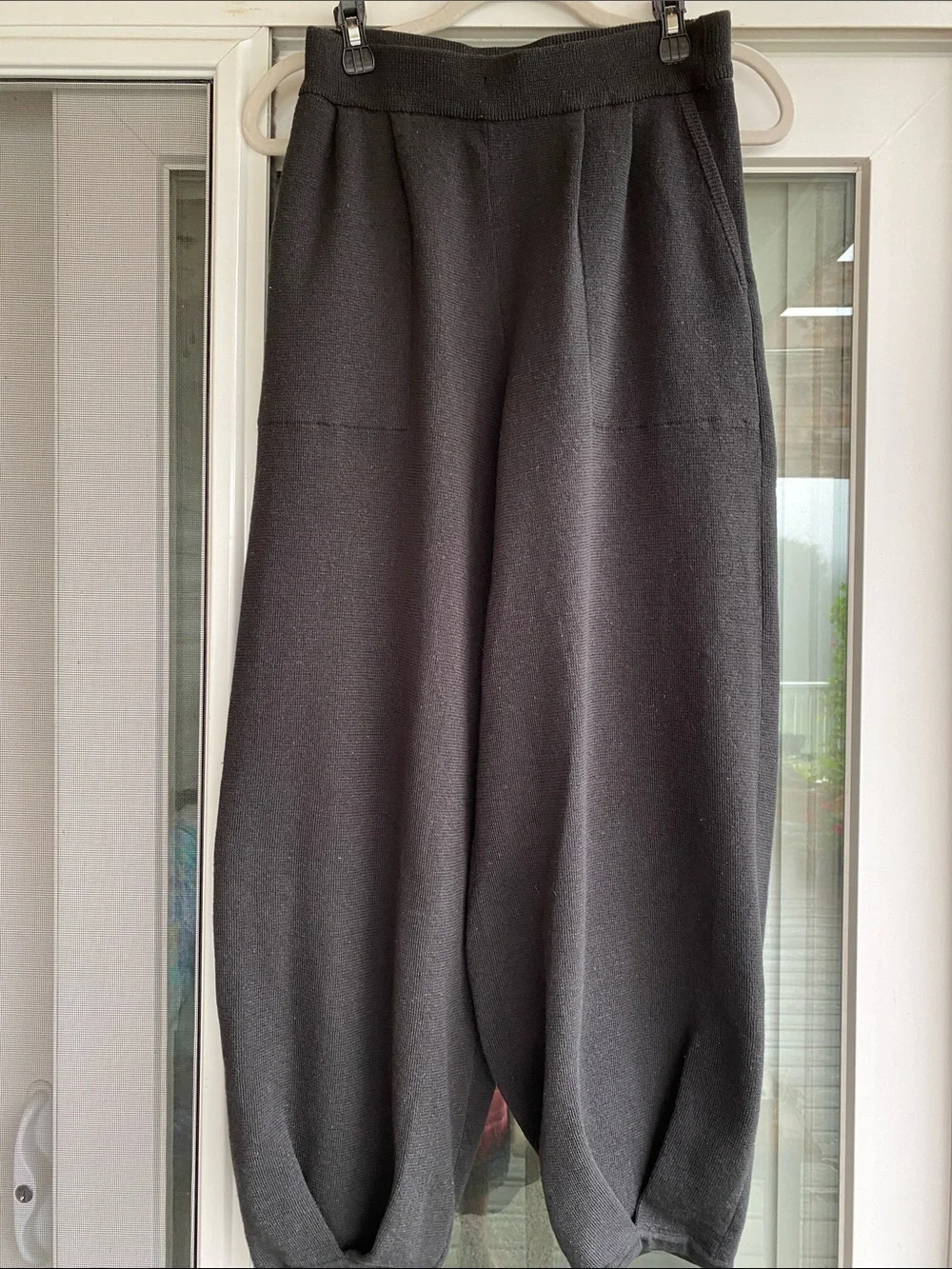 Free People beach Black Knit Wide-Leg Joggers